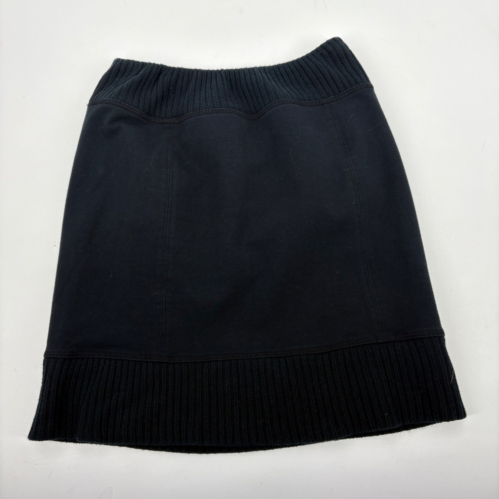 Free People Skirt M Bubble Hem Pull On Black Mini Stretch Elastic Boho Cozy Warm